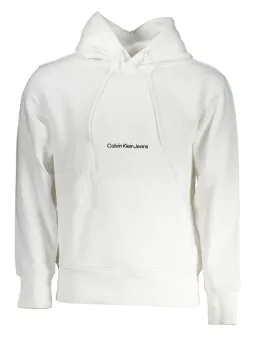 Calvin Klein Weißer Fleece Hoodie - Langarm Sweatshirt