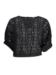 "Desigual T-Shirts im Sale | Desigual Elegance Blouse Schwarz mit Spitze und Fledermausärmeln online kaufen"|Planet-Deluxe