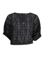 "Desigual T-Shirts im Sale | Desigual Elegance Blouse Schwarz mit Spitze und Fledermausärmeln online kaufen"|Planet-Deluxe