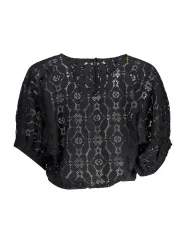 "Desigual T-Shirts im Sale | Desigual Elegance Blouse Schwarz mit Spitze und Fledermausärmeln online kaufen"|Planet-Deluxe