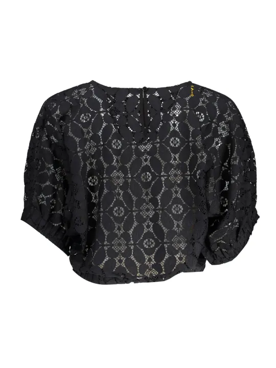 "Desigual T-Shirts im Sale | Desigual Elegance Blouse Schwarz mit Spitze und Fledermausärmeln online kaufen"|Planet-Deluxe