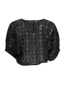 "Desigual T-Shirts im Sale | Desigual Elegance Blouse Schwarz mit Spitze und Fledermausärmeln online kaufen"|Planet-Deluxe