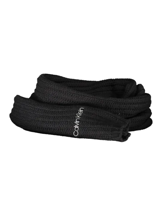"Calvin Klein Halstücher im Sale | **Calvin Klein K60K608496_NERO_BAX - Eleganter Schwarzer Strickschal mit Logo-Detail** online kaufen"|Planet-Deluxe
