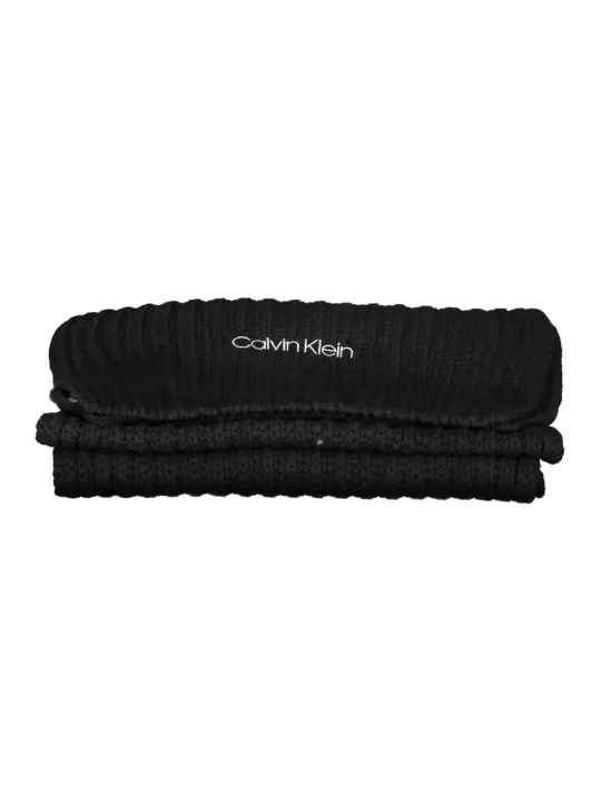 "Calvin Klein Halstücher im Sale | **Calvin Klein K60K608496_NERO_BAX - Eleganter Schwarzer Strickschal mit Logo-Detail** online kaufen"|Planet-Deluxe