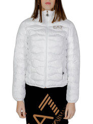 Weiße Ea7 Pufferjacke mit Logo