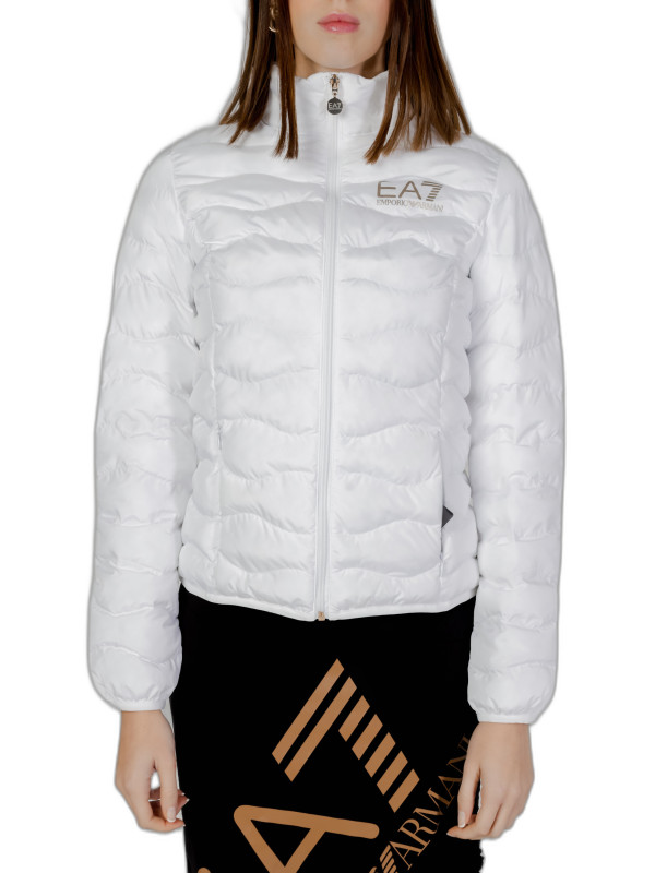 Weiße Ea7 Pufferjacke mit Logo Weiße Ea7 Pufferjacke mit Logo