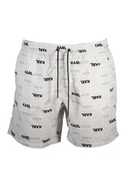 "Karl Lagerfeld Beachwear Badehosen im Sale | Karl Lagerfeld Badehose Weiß-Schwarz Relaxed Fit online kaufen"|Planet-Deluxe