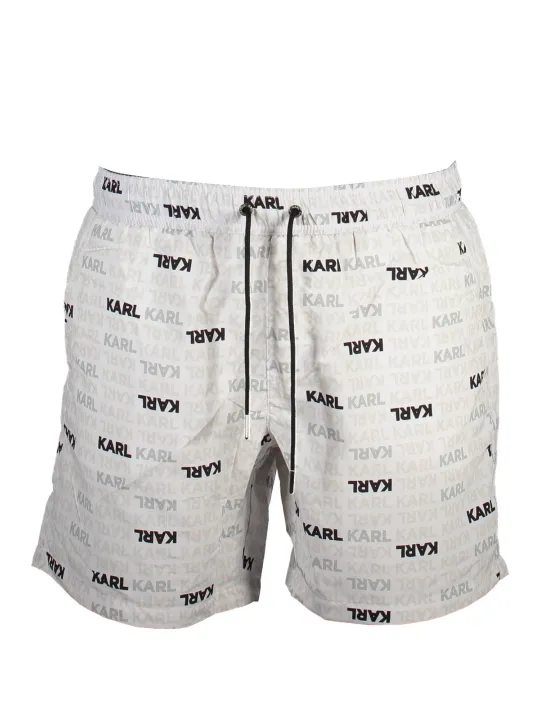 "Karl Lagerfeld Beachwear Badehosen im Sale | Karl Lagerfeld Badehose Weiß-Schwarz Relaxed Fit online kaufen"|Planet-Deluxe
