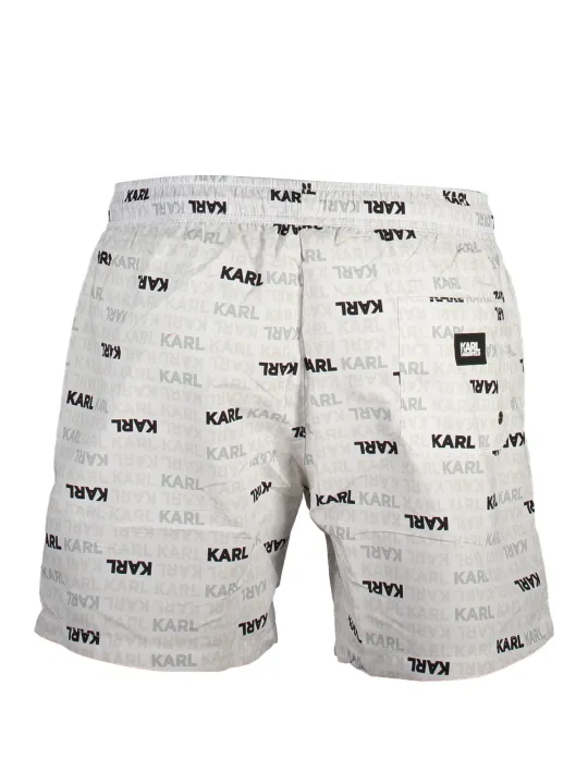 "Karl Lagerfeld Beachwear Badehosen im Sale | Karl Lagerfeld Badehose Weiß-Schwarz Relaxed Fit online kaufen"|Planet-Deluxe