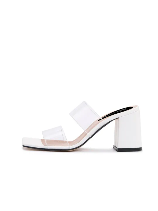 Weiße Sandalette mit transparentem Riemen