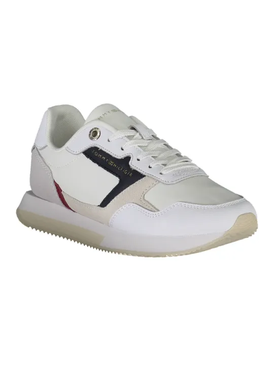 "Tommy Hilfiger Sneakers im Sale | Tommy Hilfiger Damen Sneakers FW0FW06947F BIANCO: Elegante, Nachhaltige, Weiße Lederschuhe mit Kontrastdetails online kaufen"|Planet-Deluxe
