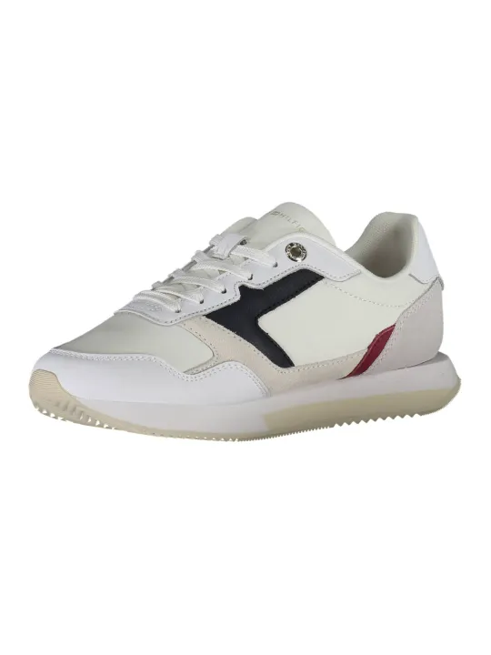 "Tommy Hilfiger Sneakers im Sale | Tommy Hilfiger Damen Sneakers FW0FW06947F BIANCO: Elegante, Nachhaltige, Weiße Lederschuhe mit Kontrastdetails online kaufen"|Planet-Deluxe