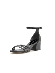 Schwarze Sandalette mit transparentem Absatz