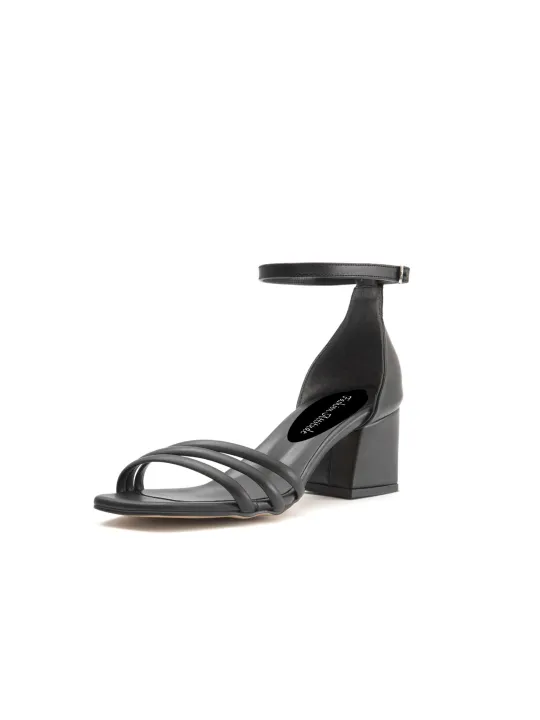 Schwarze Sandalette mit transparentem Absatz