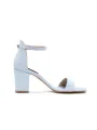 Blaue Sandalette mit transparentem Absatz