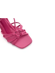 Fuchsia Leder Sandalette mit Absatz