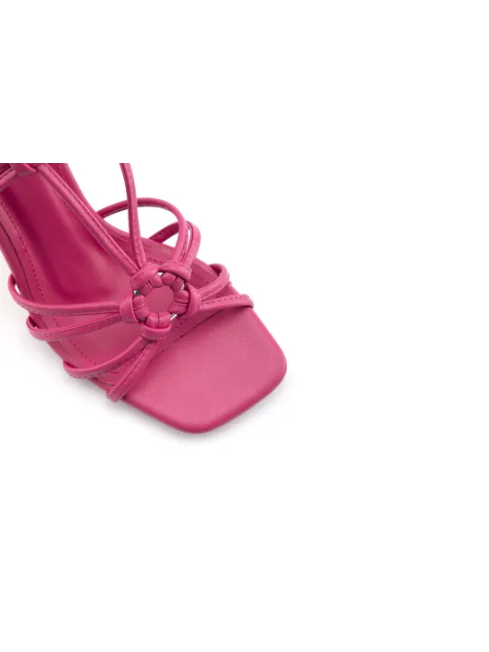 Fuchsia Leder Sandalette mit Absatz