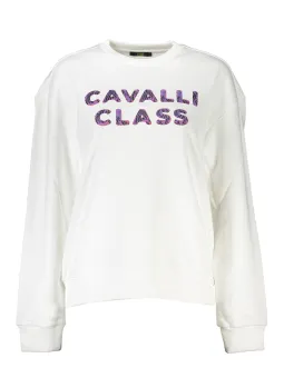 "Cavalli Class Weißes Sweatshirt - Stil & Komfort vereint"
