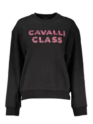 Cavalli Class Sweatshirt: Schwarz mit Pinkem Logo, Elegant