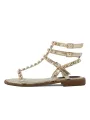 Goldene Sandalette mit braunen Riemen