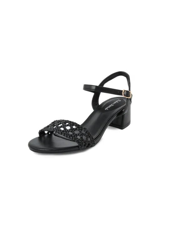 Schwarze Sandalette mit goldener Schnalle