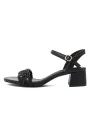 Schwarze Leder Sandalette mit Absatz