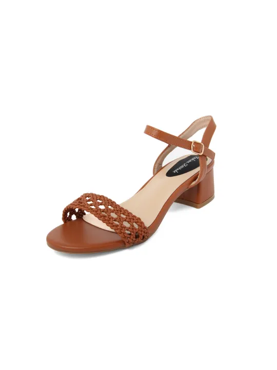 Braune Leder Sandalette mit Blockabsatz