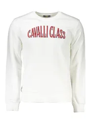 "Cavalli Class Sweatshirts im Sale | Cavalli Class Weißes Baumwoll-Sweatshirt mit Rotem Logo online kaufen"|Planet-Deluxe