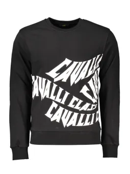 "Cavalli Class Herren-Sweatshirt: Stilvolles Schwarz-Weiß-Design"