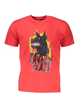 Cavalli Class Rot T-Shirt mit Hundeportrait - Stilvoll & Einzigartig