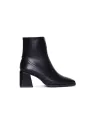 Schwarze Lederstiefeletten mit Blockabsatz