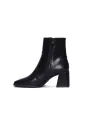 Schwarze Leder Stiefeletten mit Absatz