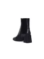 Schwarze Lederstiefeletten mit hohem Absatz