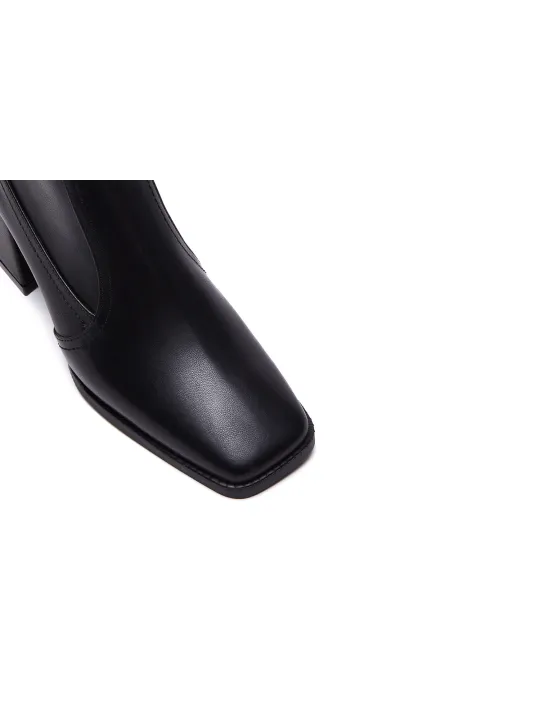 Schwarze Leder Chelsea Stiefeletten