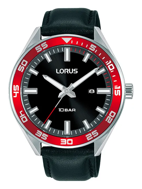 Schwarze Lorus Herrenuhr mit Datumsanzeige