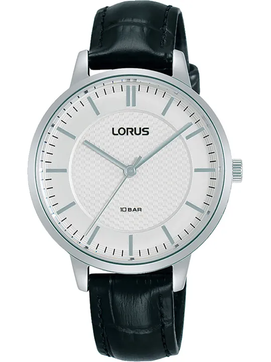 Schwarze Lorus Herrenuhr aus Leder