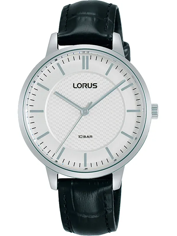 Schwarze Lorus Herrenuhr aus Leder