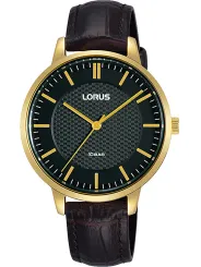Goldene Lorus Braun Herrenuhr Lederarmband