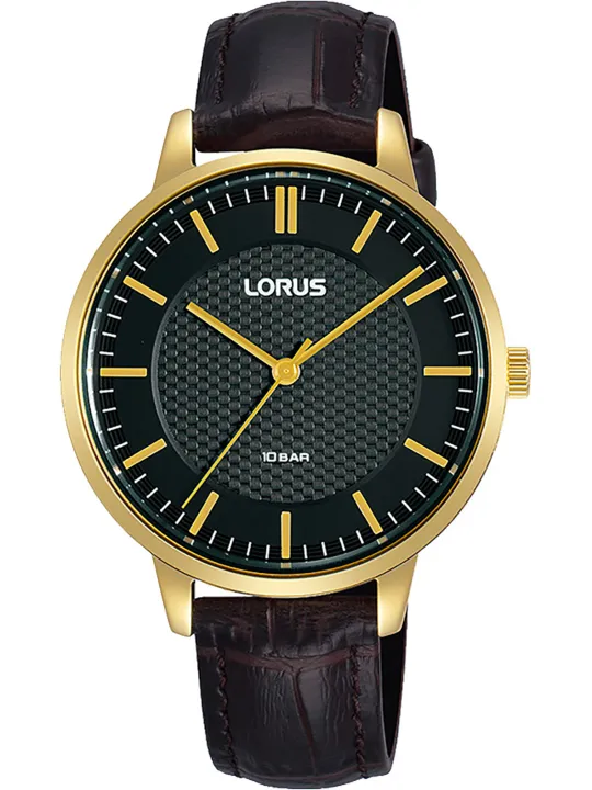 Goldene Lorus Braun Herrenuhr Lederarmband