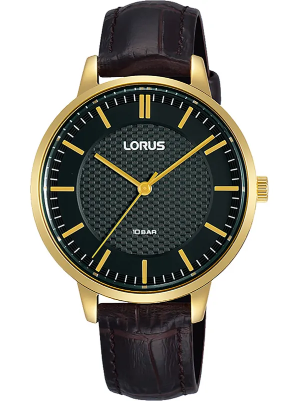 Goldene Lorus Braun Herrenuhr Lederarmband