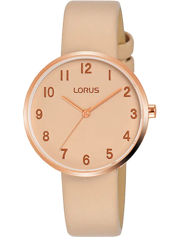Rosa Lorus Damenuhr mit Lederarmband Rosa Lorus Damenuhr mit Lederarmband