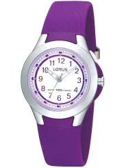 Violette Lorus-Uhr mit Metallgehäuse