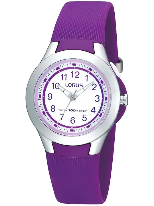 Violette Lorus-Uhr mit Metallgehäuse