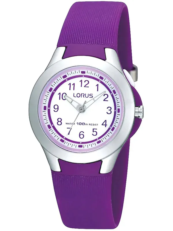 Violette Lorus-Uhr mit Metallgehäuse