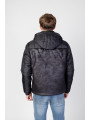 Schwarze Ea7 Herren Lederjacke mit Kapuze