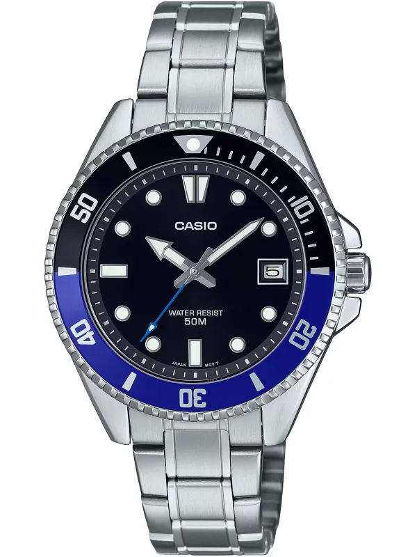 Schwarze Casio Taucheruhr mit Stahlband