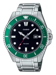 Graue Casio Taucheruhr mit grünem Ring