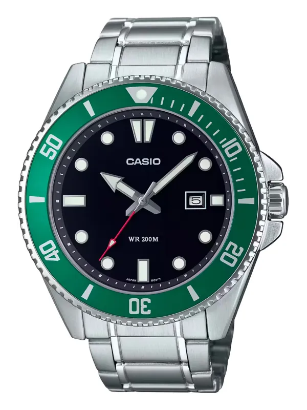 Graue Casio Taucheruhr mit grünem Ring Graue Casio Taucheruhr mit grünem Ring