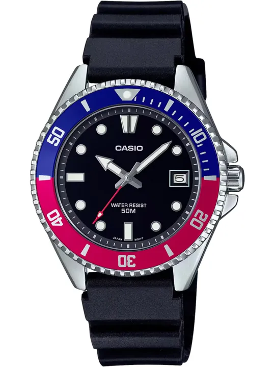 Schwarze Casio Taucheruhr mit Datum
