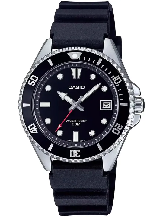 Schwarze Casio Taucheruhr mit Datum